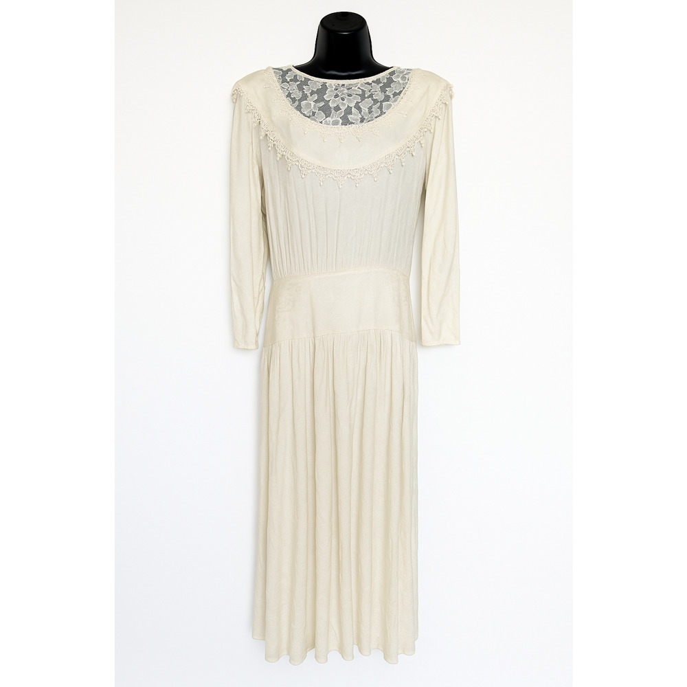 VTG McClintock Womens Dress 12 Lace Drop Waist Wedding Victorian Maxi Edwardian - Picture 2 of 10